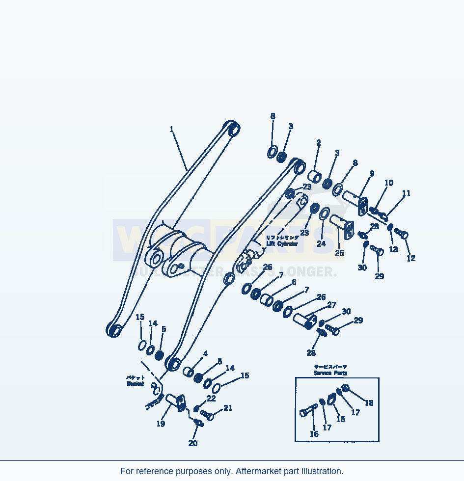 Komatsu WA380-1 Lift Arm parts diagram
