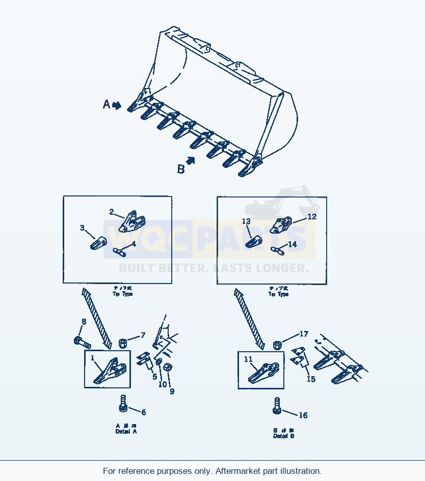 Komatsu WA380-1 Tooth parts diagram