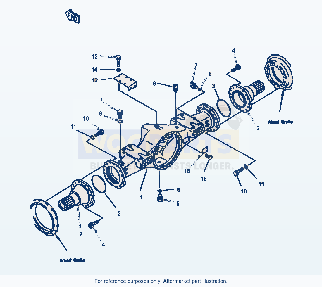 Komatsu WA380-1LC Fig No. 3101 Front Axle Housing parts diagram