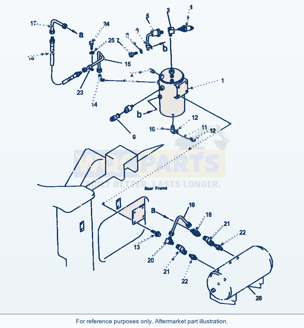 Komatsu WA380-1LC Fig No. 3511 Wet Tank To Dry Tank Air Piping parts diagram