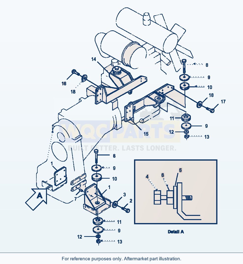 Komatsu WA380-1LC Fig No. 1001 Engine And Transmission Mounting parts diagram