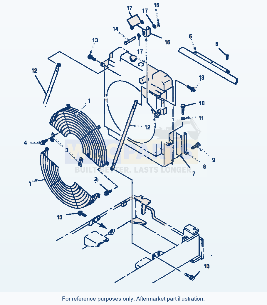 Komatsu WA380-1LC Fig No. 1203 Radiator Mounting parts diagram