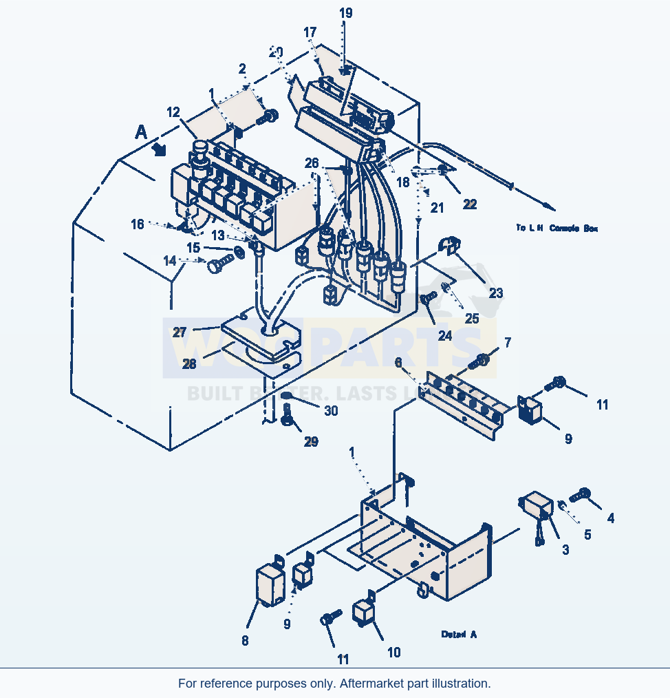 Komatsu WA380-1LC Fig No. 1431 Electrical System - R.H. Console parts diagram