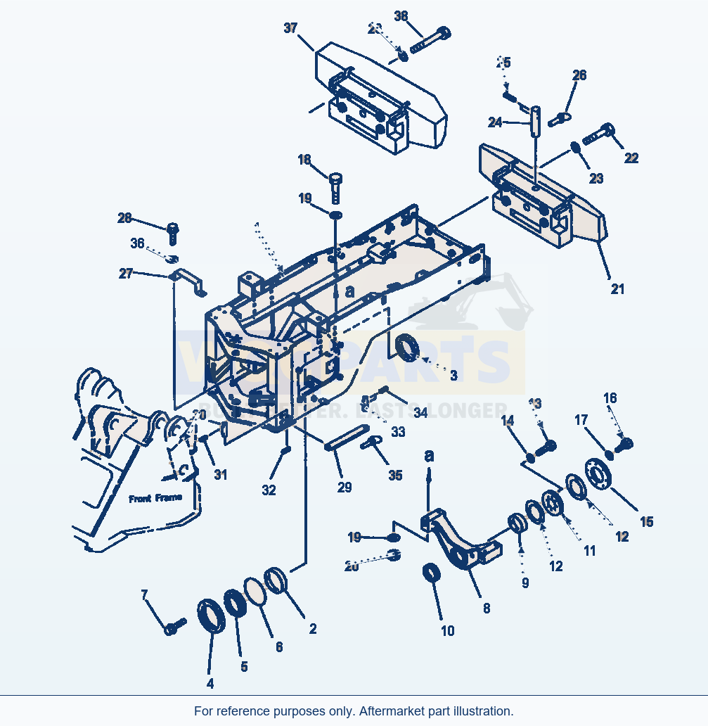 Komatsu WA380-1LC Fig No. 5011 Rear Frame parts diagram