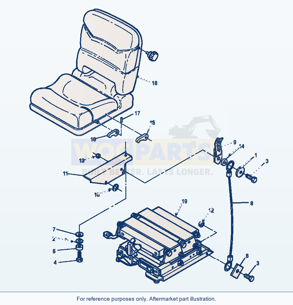 Komatsu WA380-1LC Fig No. 5301B Operators Seat Sears Brand parts diagram