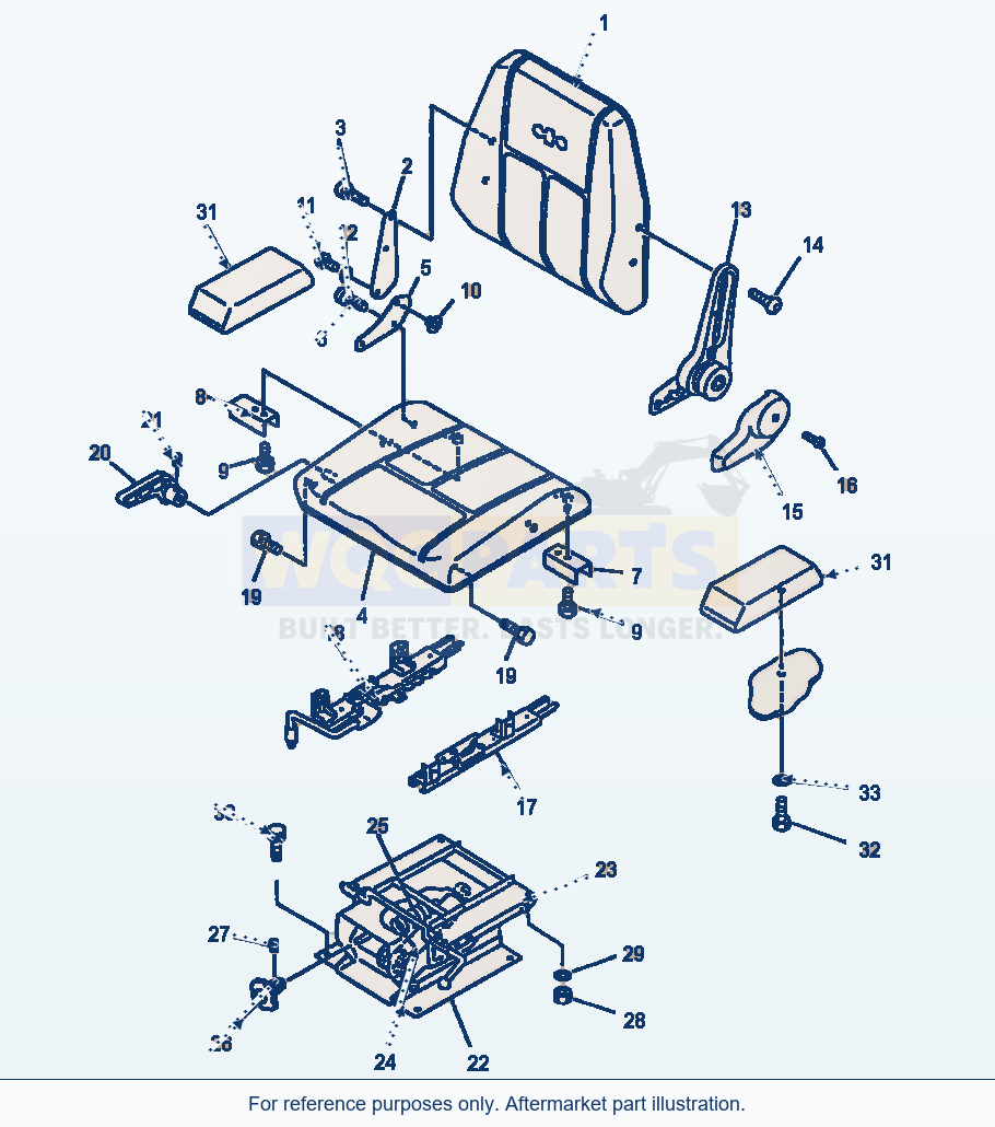 Komatsu WA380-1LC Fig No. 5301D Operators Seat Komatsu Brand parts diagram
