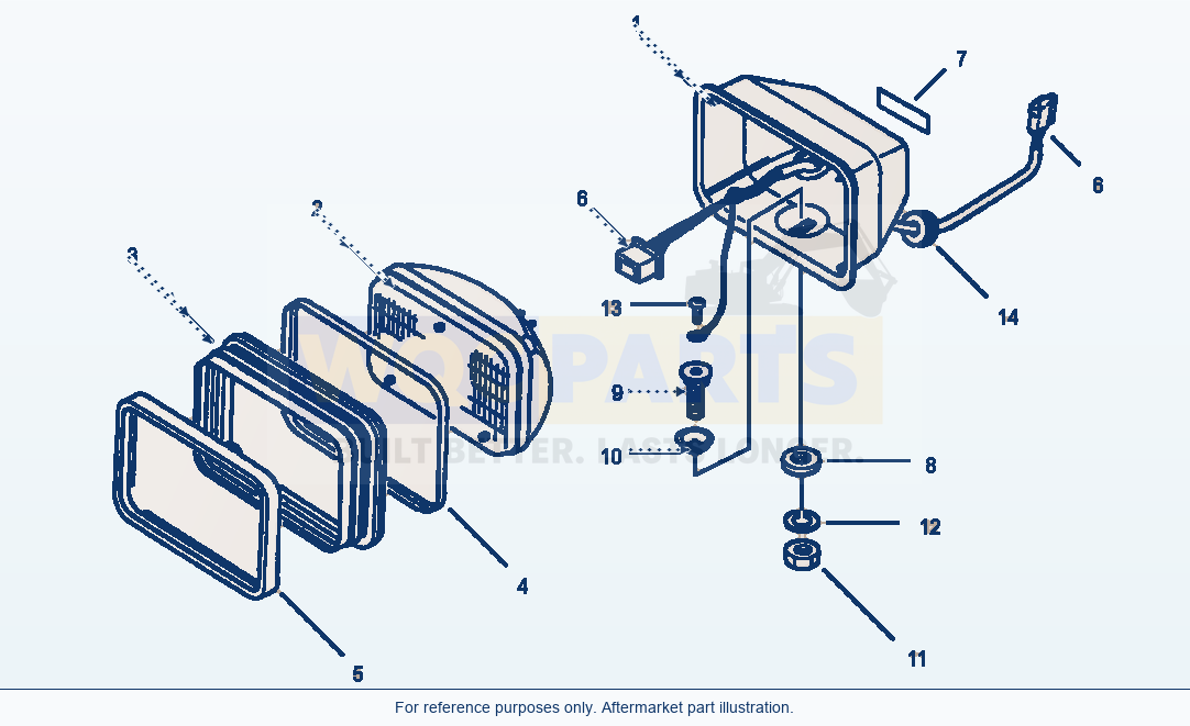 Komatsu WA380-1LC Fig No. 5449 Operators Cab Work Light parts diagram