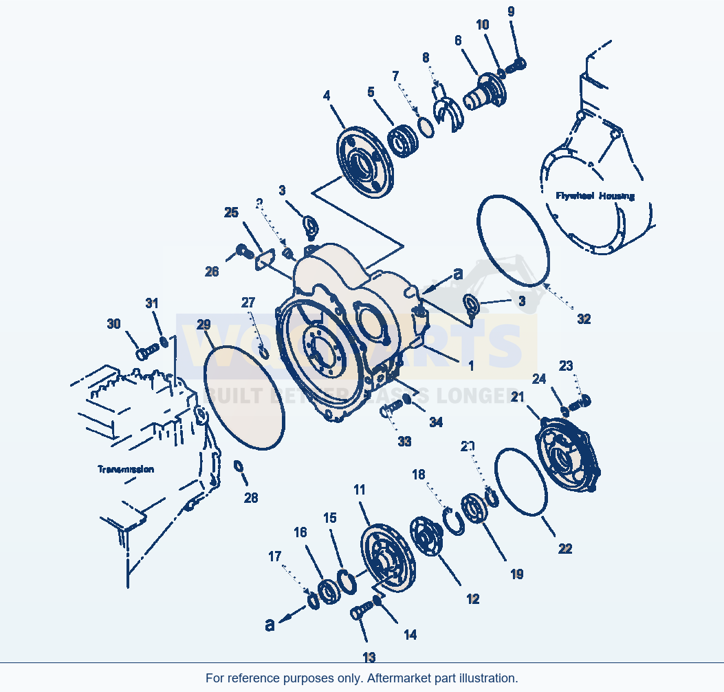 Komatsu WA380-1LC Fig No. 2301 Torque Converter Case parts diagram