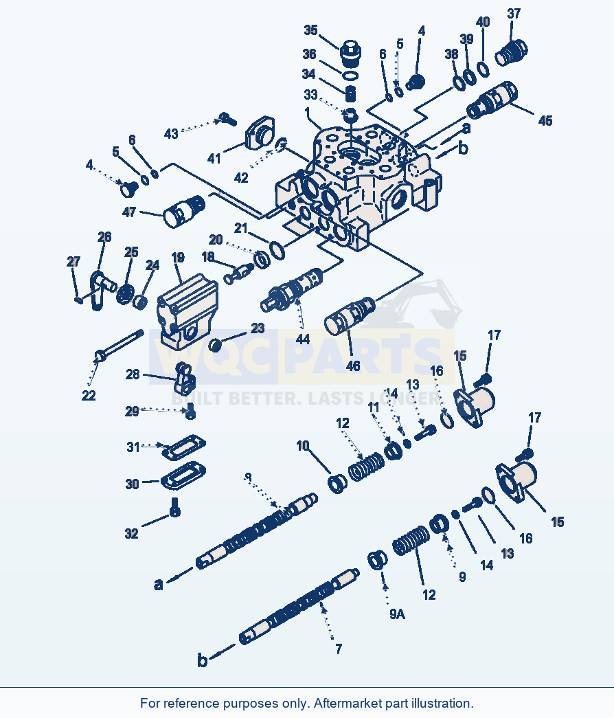 Komatsu WA380-1LC Fig No. 6201 Two Spool Control Valve parts diagram