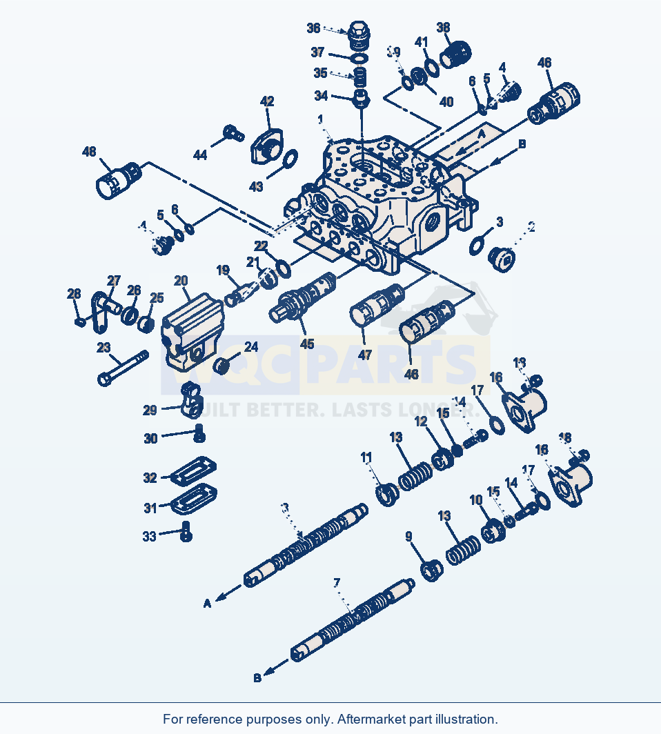 Komatsu WA380-1LC Fig No. 6201A Three Spool Control Valve parts diagram