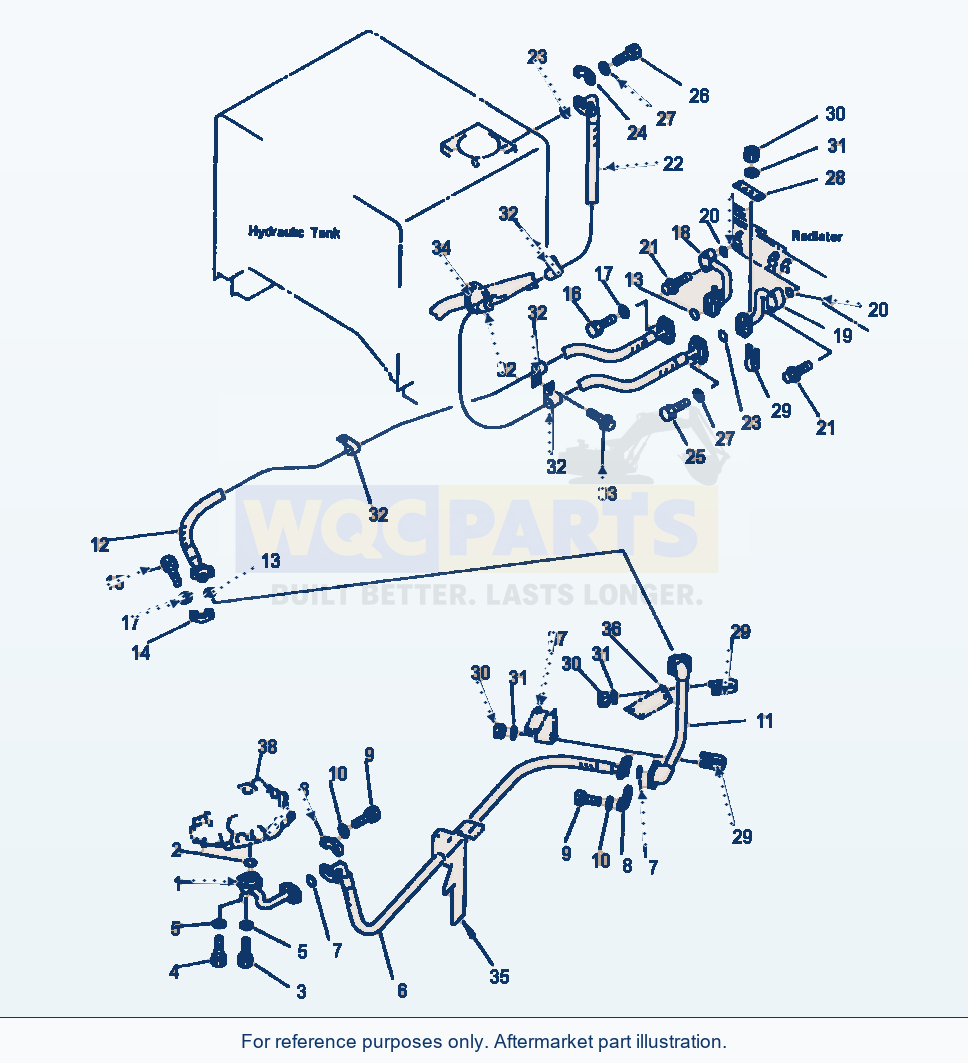 Komatsu WA380-1LC Fig No. 6441 Hydraulic Piping Cooling Line parts diagram