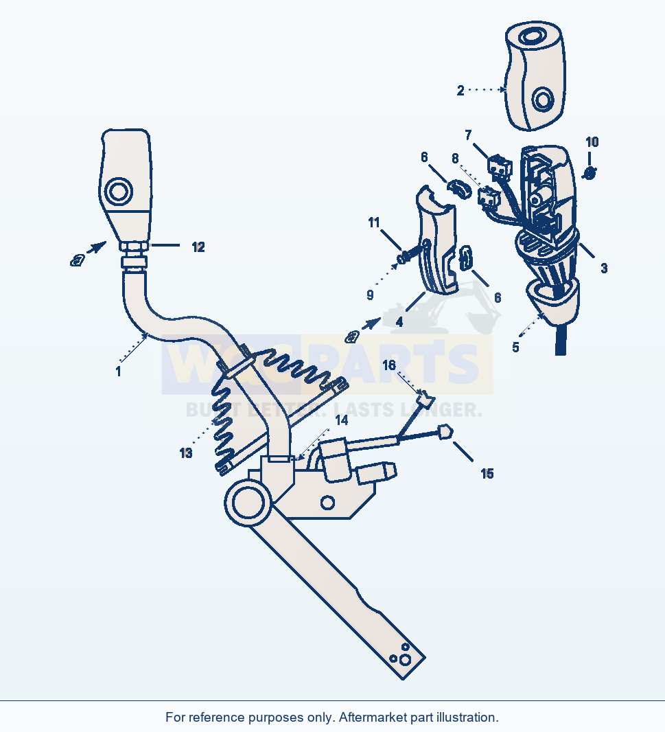 Komatsu WA380-1LC Fig No. 6603 Boom Control Lever With Ecss parts diagram
