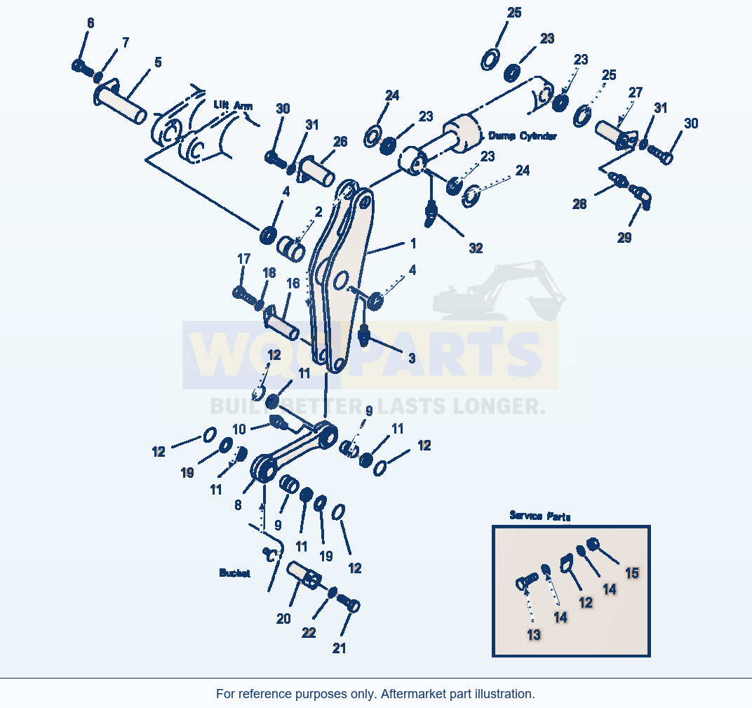 Komatsu WA380-1LC Fig No. 7012 Bellcrank Hi-Lift Boom parts diagram
