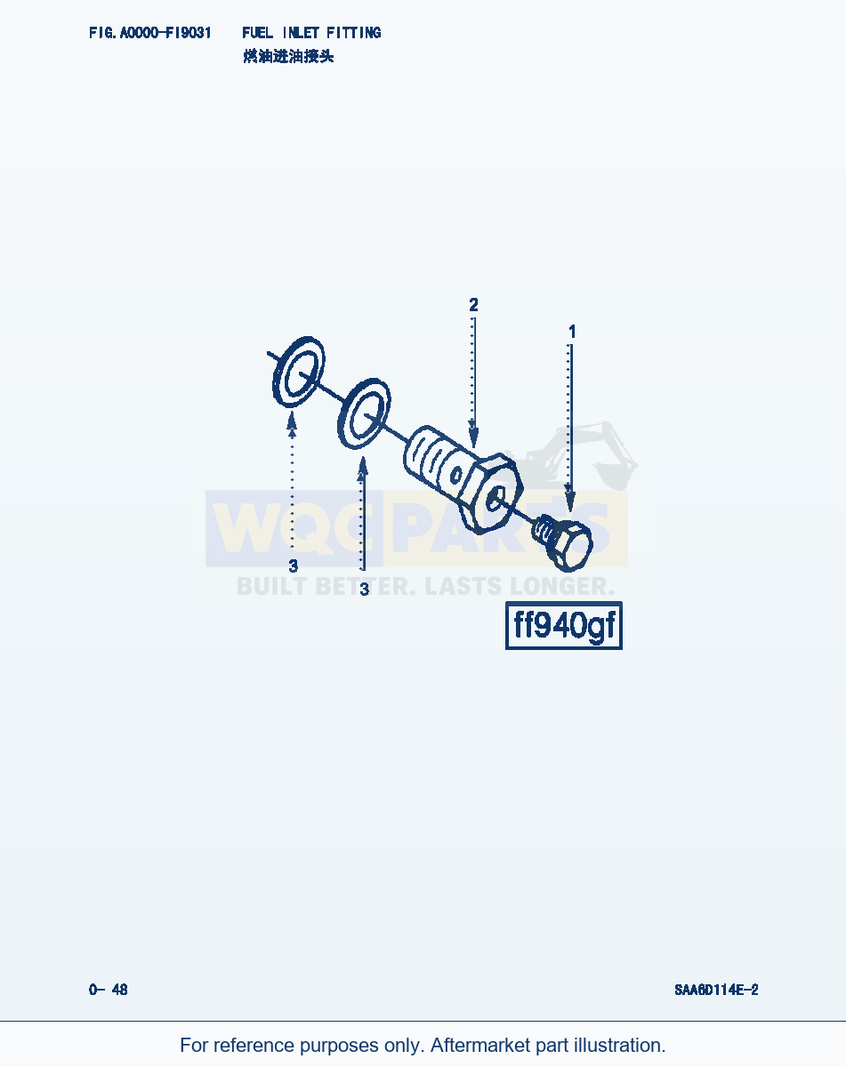 Komatsu WA380-3 Fuel Inlet Fitting (|000025) parts diagram