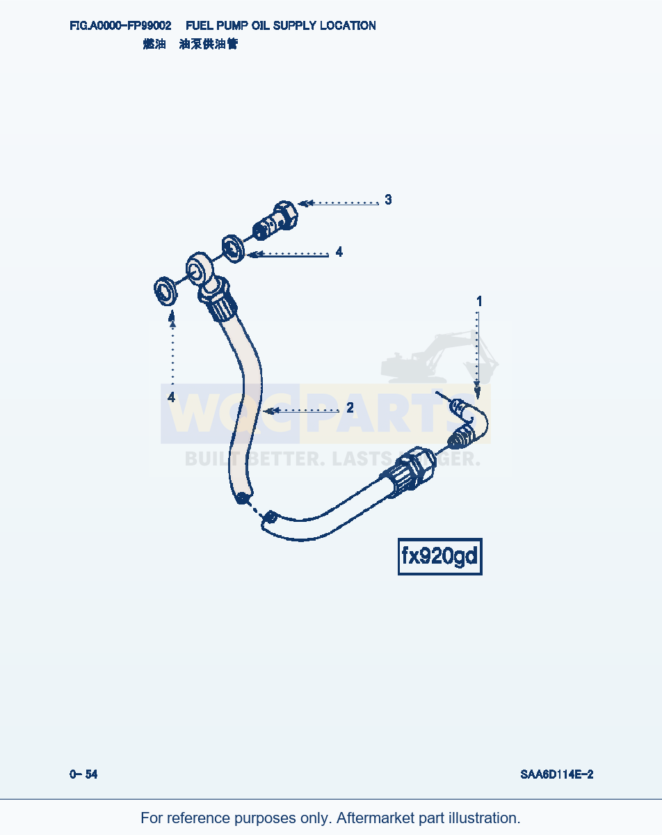 Komatsu WA380-3 Fuel Pump Oil Supply Location (|000028) parts diagram
