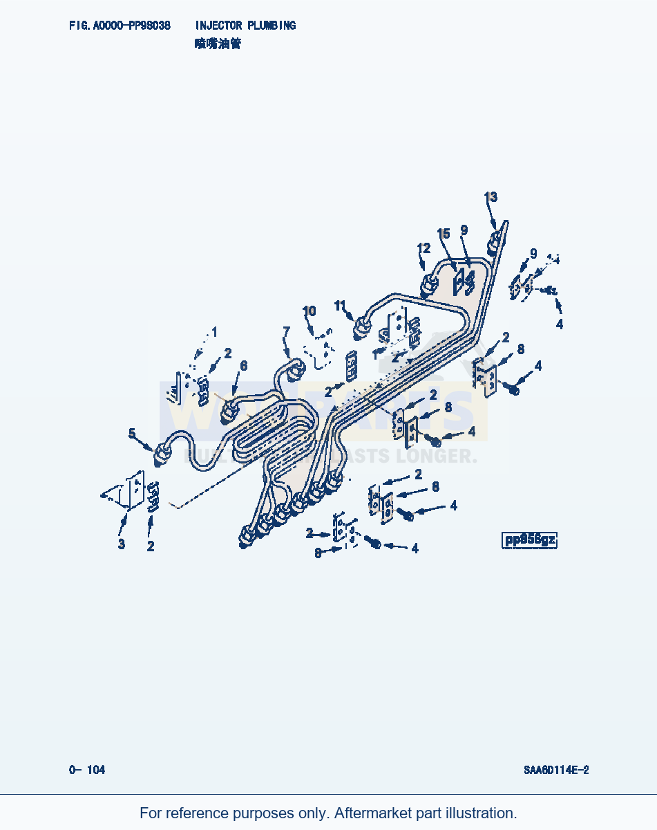 Komatsu WA380-3 Injector Plumbing (|000053) parts diagram