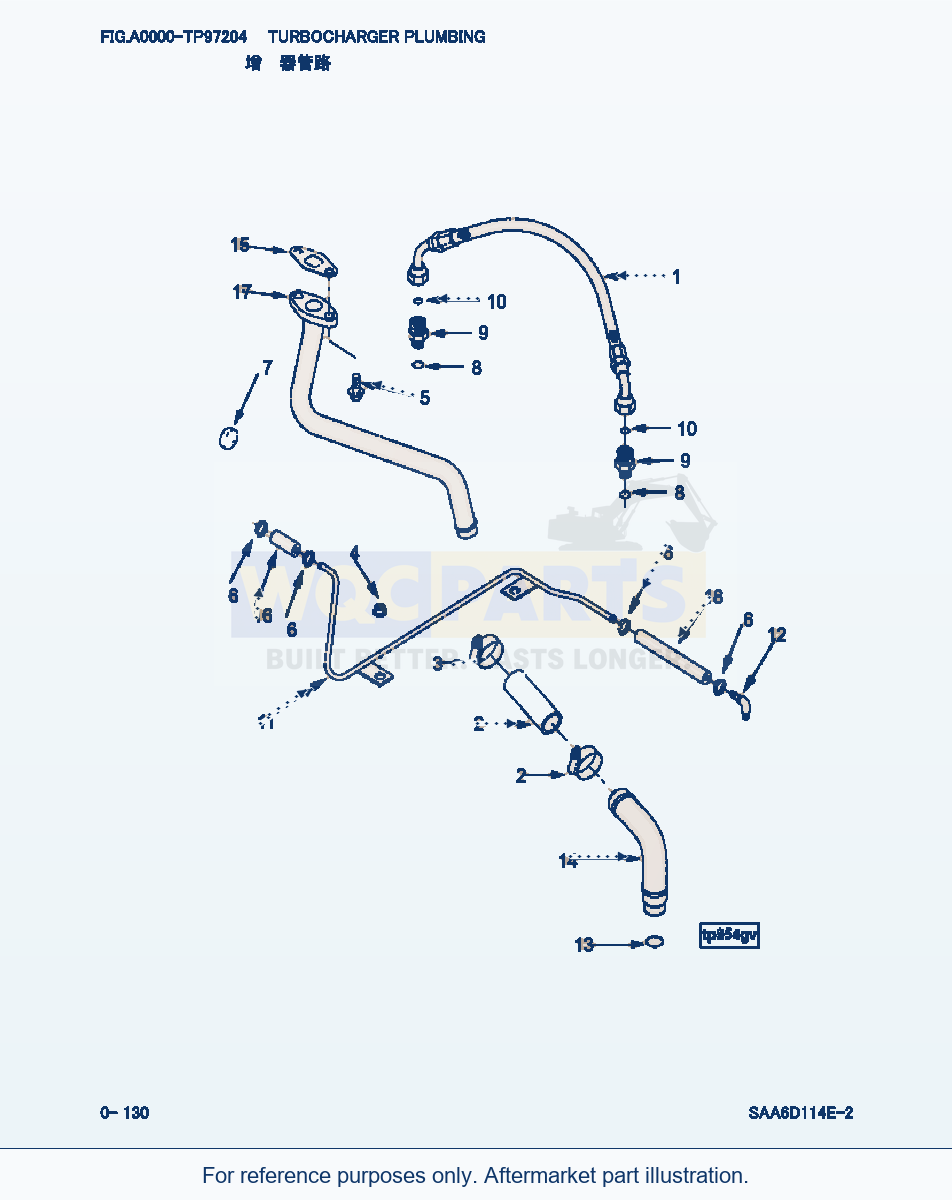 Komatsu WA380-3 Turbocharger Plumbing (|000066) parts diagram
