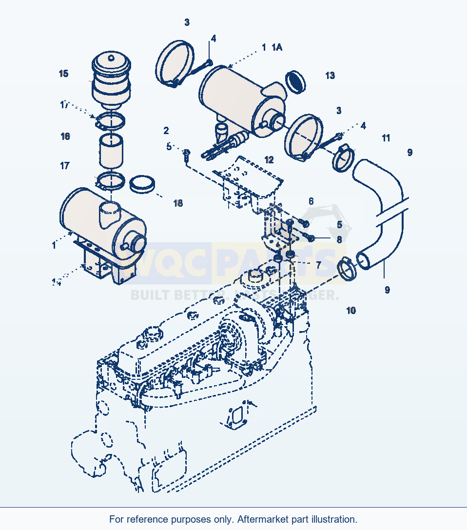 Komatsu WA380-3 Air Filter System, Standard parts diagram