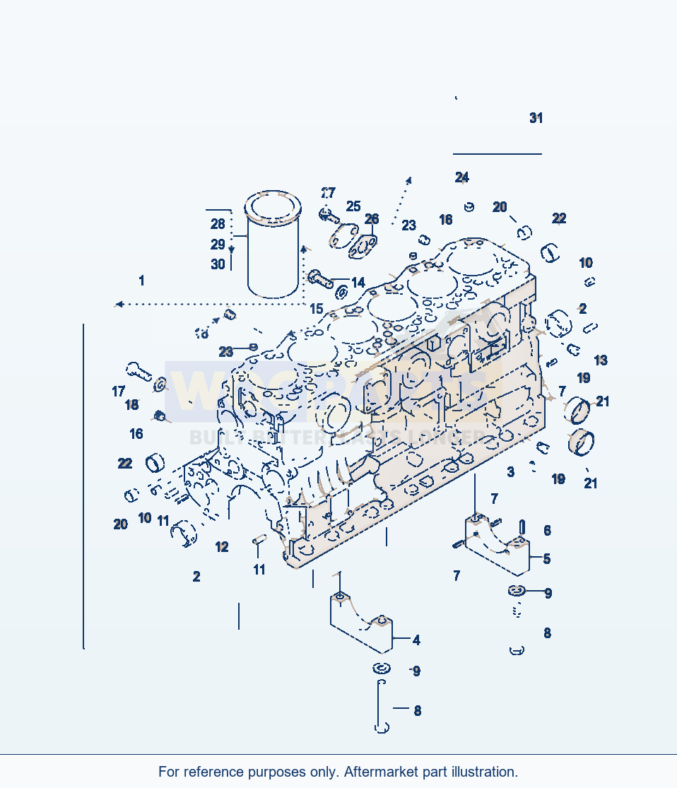 Komatsu WA380-3 Cylinder Block And Attaching parts diagram