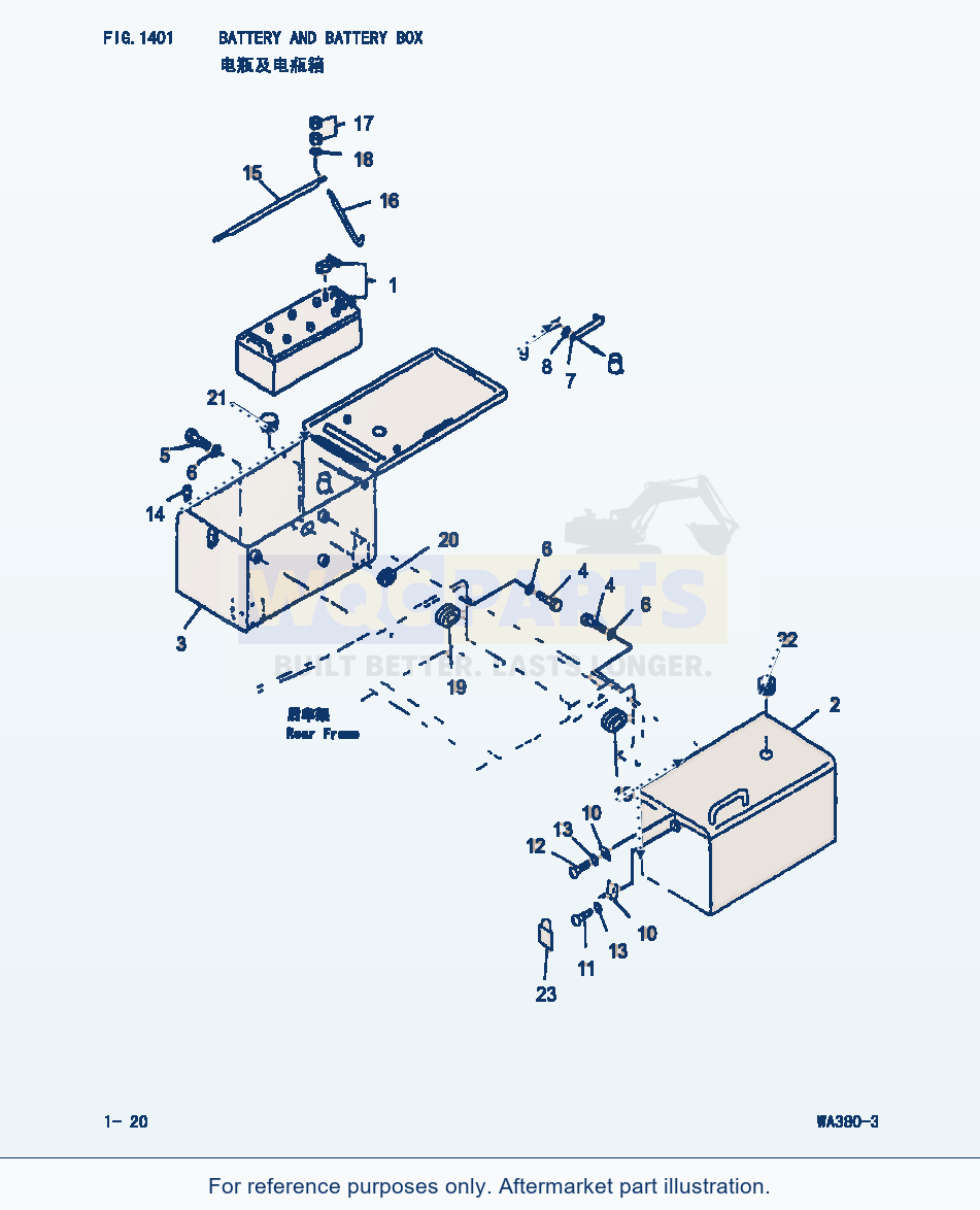 Komatsu WA380-3 Battery And Battery Box (|000096) parts diagram