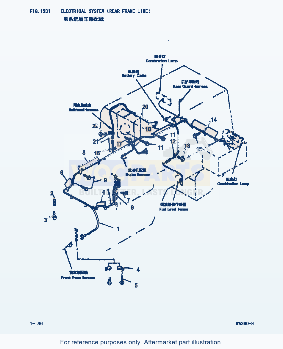 Komatsu WA380-3 Electrical System(Rear Frame Line) (|000105) parts diagram