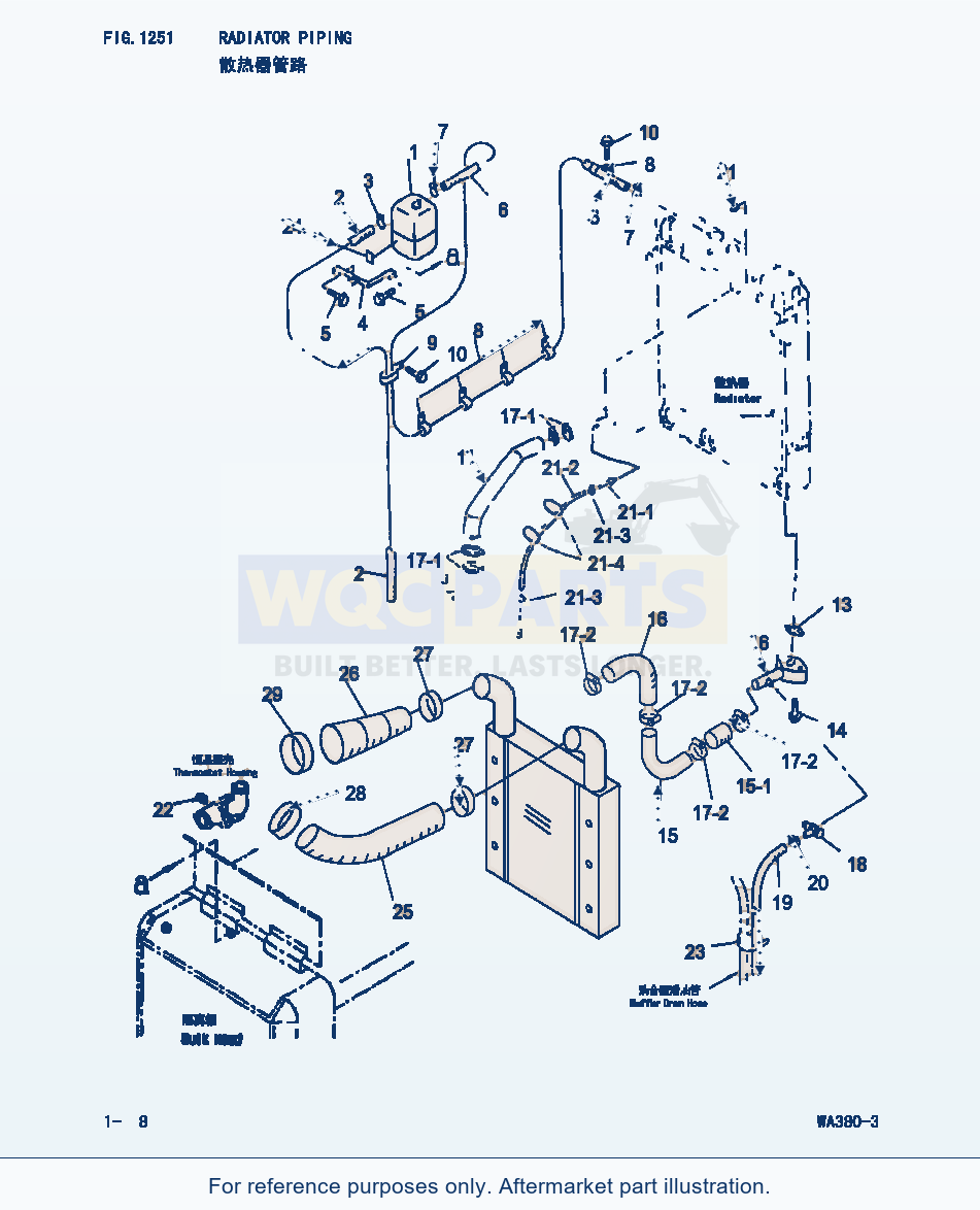 Komatsu WA380-3 Radiator Piping (|000089) parts diagram