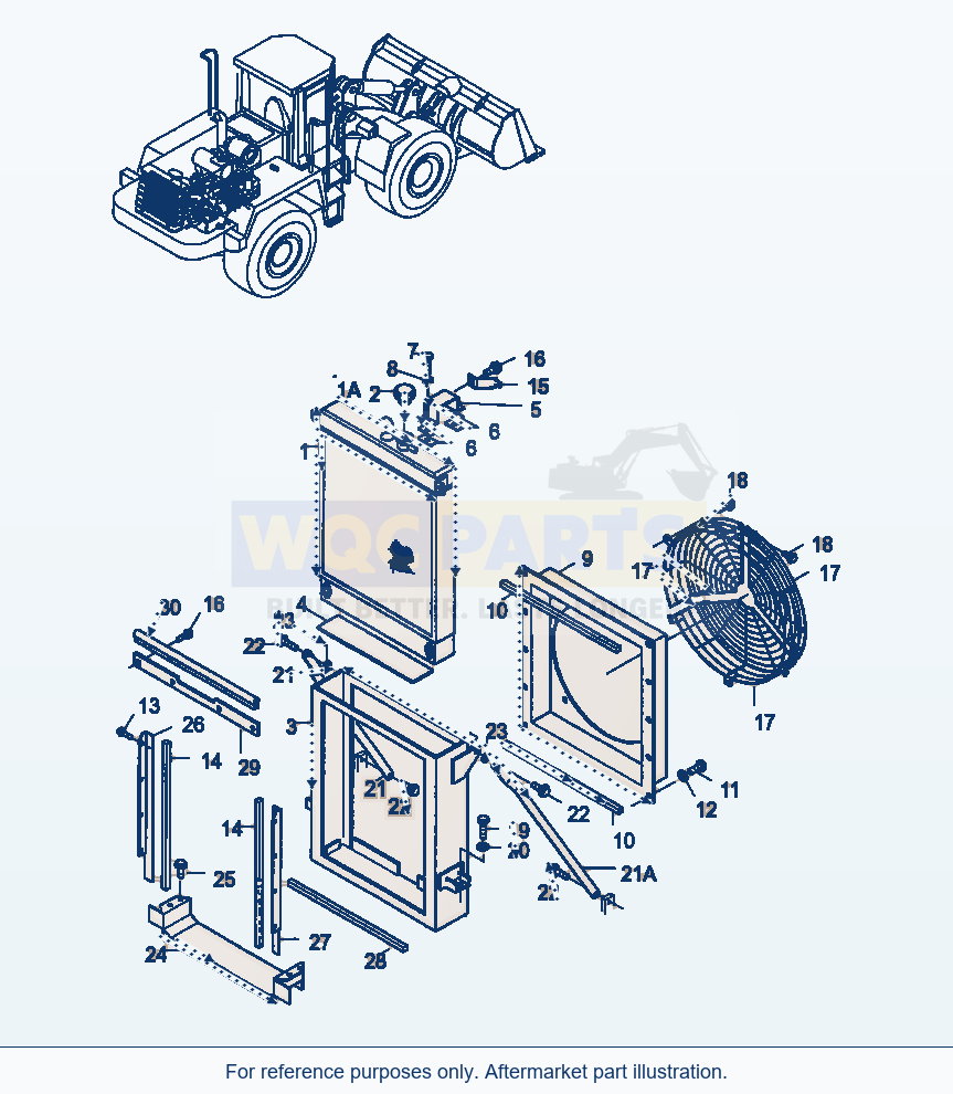 Komatsu WA380-3 Radiator Attaching parts diagram