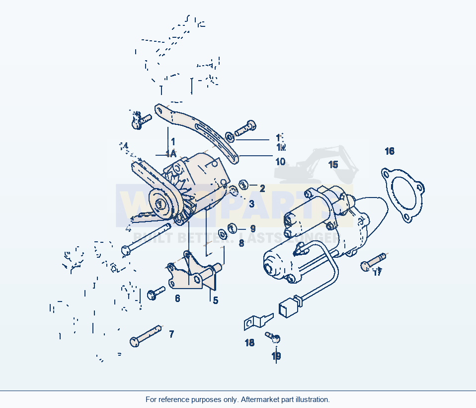 Komatsu WA380-3 Alternator And Starter Motor parts diagram