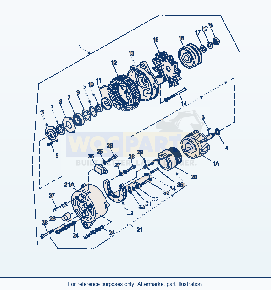 Komatsu WA380-3 Alternator (Gj2K3489) parts diagram