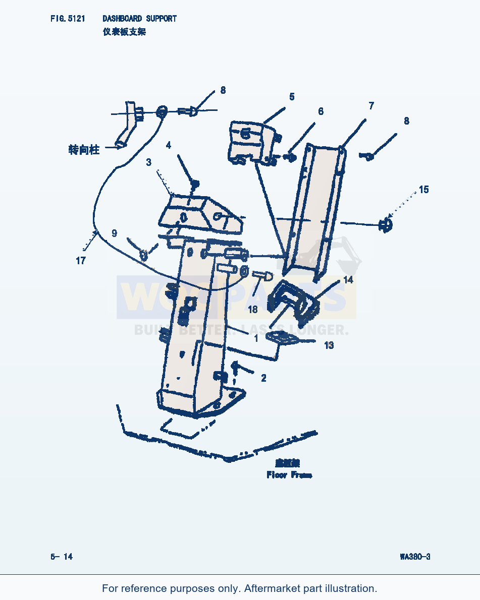 Komatsu WA380-3 Dashboard Support (|000180) parts diagram