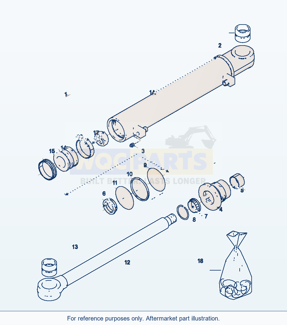 Komatsu WA380-3 Steering Cylinder parts diagram