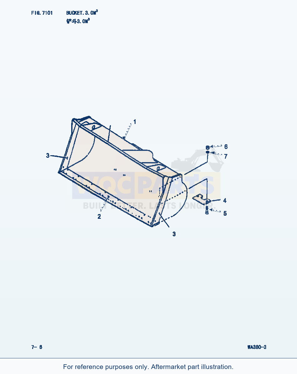 Komatsu WA380-3 Bucket 3.0m³ (|000251) parts diagram