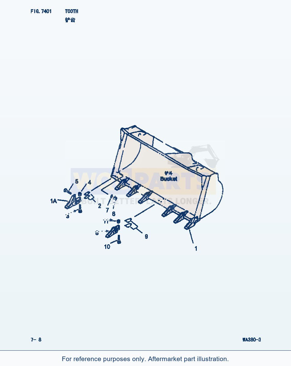 Komatsu WA380-3 Tooth (|000253) parts diagram