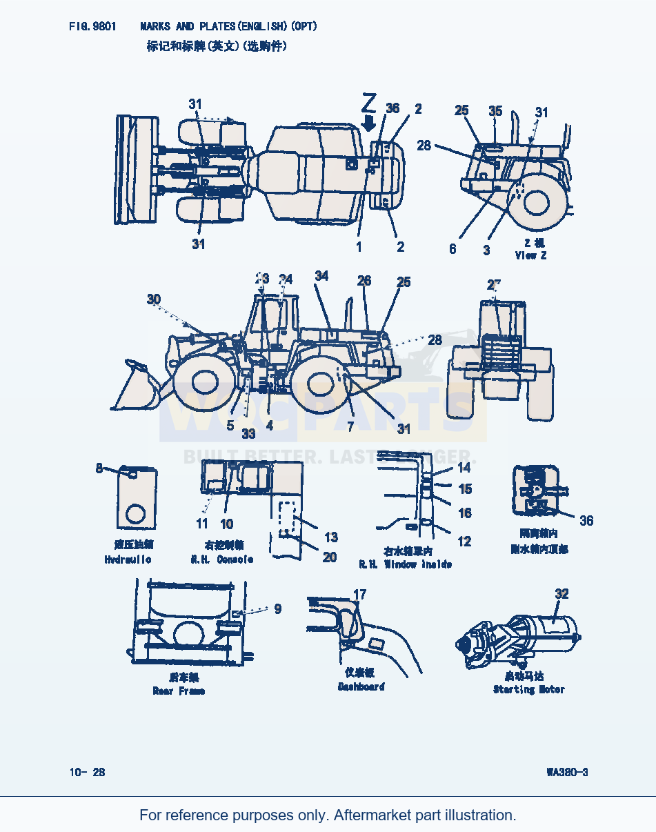 Komatsu WA380-3 Marks And Plates(English) (|000271) parts diagram
