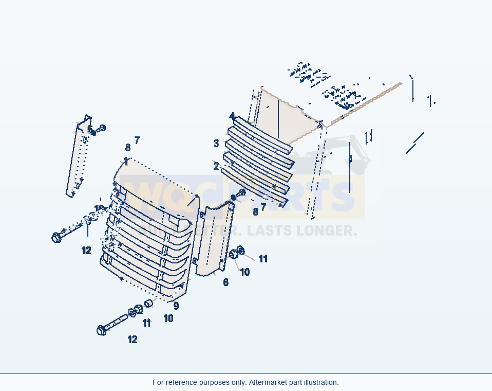 Komatsu WA380-3 Radiator Guard parts diagram