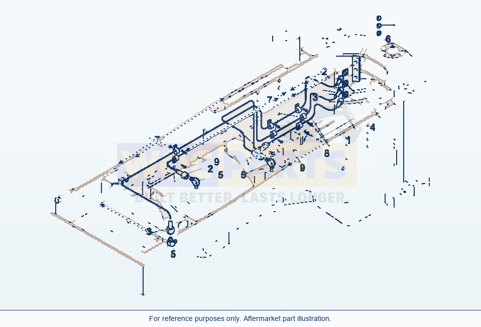 Komatsu WA380-3 Rear Frame, Lubrication Pipe parts diagram