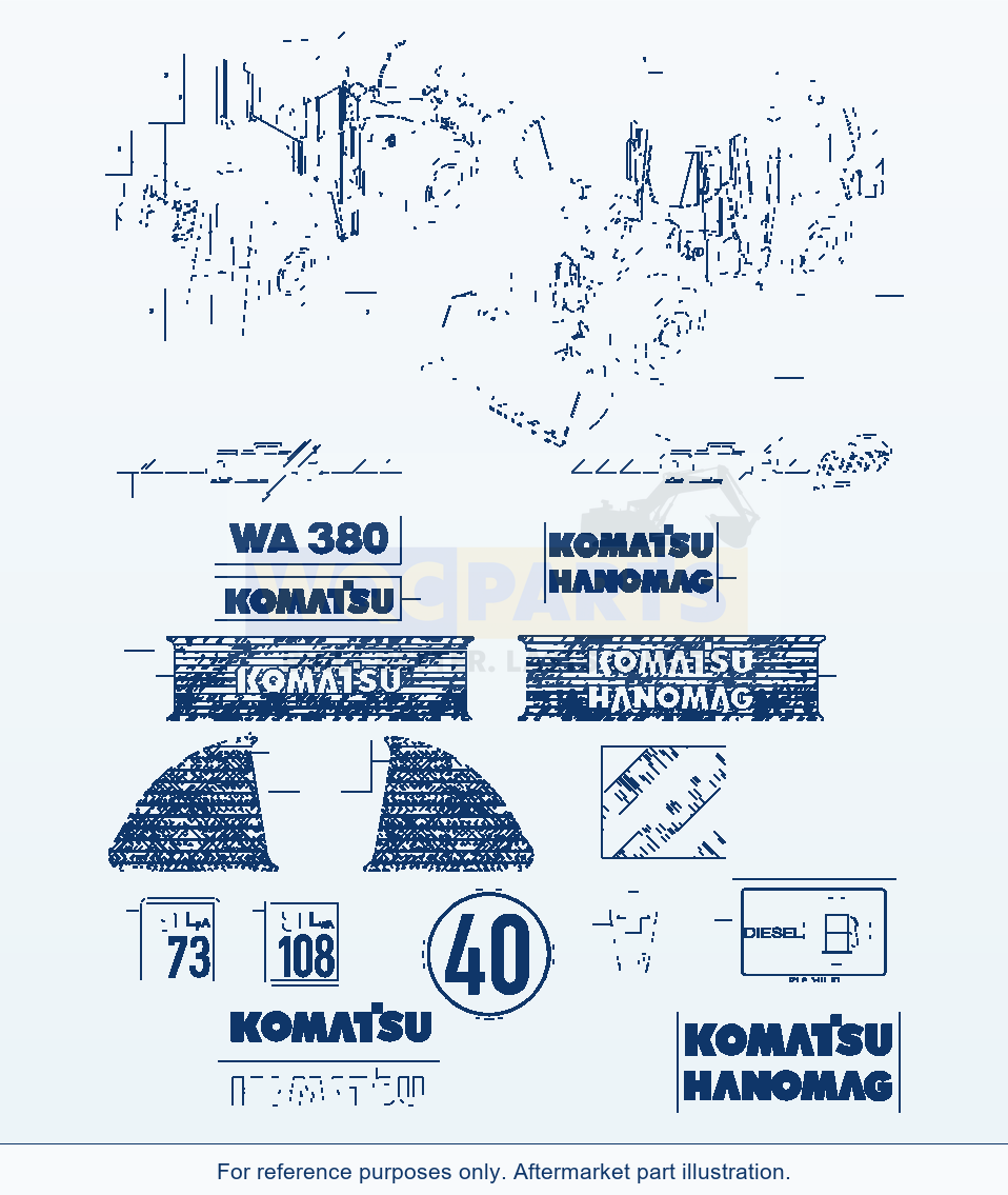 Komatsu WA380-3 Lettering (Gj2K1057) parts diagram