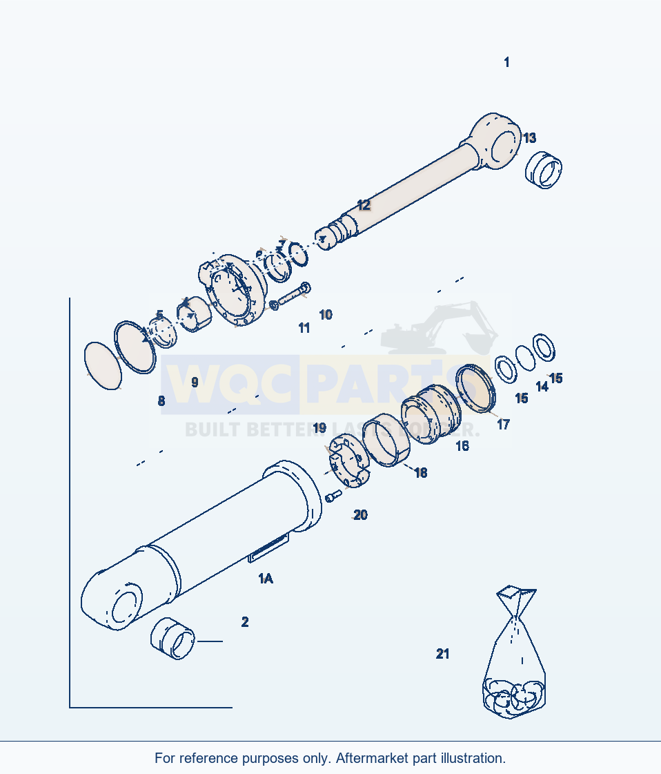 Komatsu WA380-3 Bucket Cylinder parts diagram
