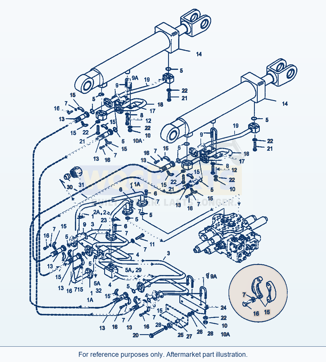 Komatsu WA380-3 Control Valve — Lift Cylinder And Pipings parts diagram