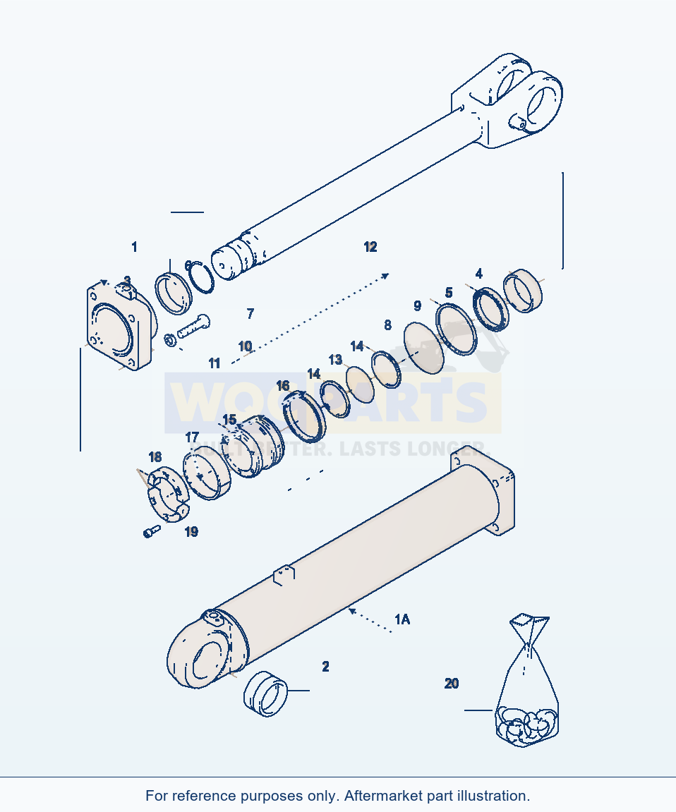 Komatsu WA380-3 Lift Cylinder parts diagram