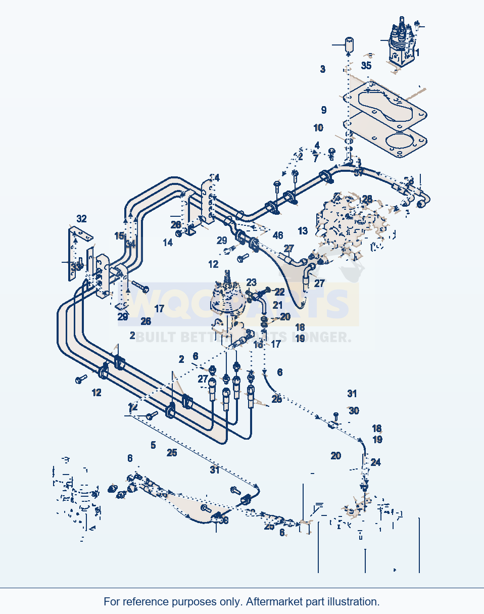 Komatsu WA380-3 Pipings For Remote Control Valve, Two Ways parts diagram