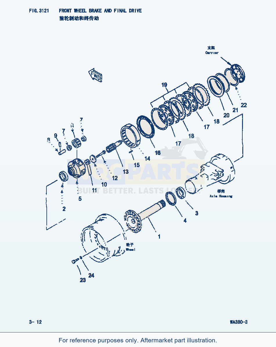 Komatsu WA380-3 Front Wheel Brake And Final Drive (|000140) parts diagram
