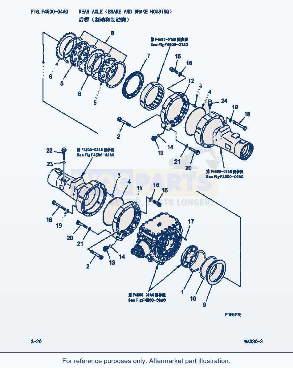 Komatsu WA380-3 Rear Axle(Brake And Brake Housing) (|000144) parts diagram