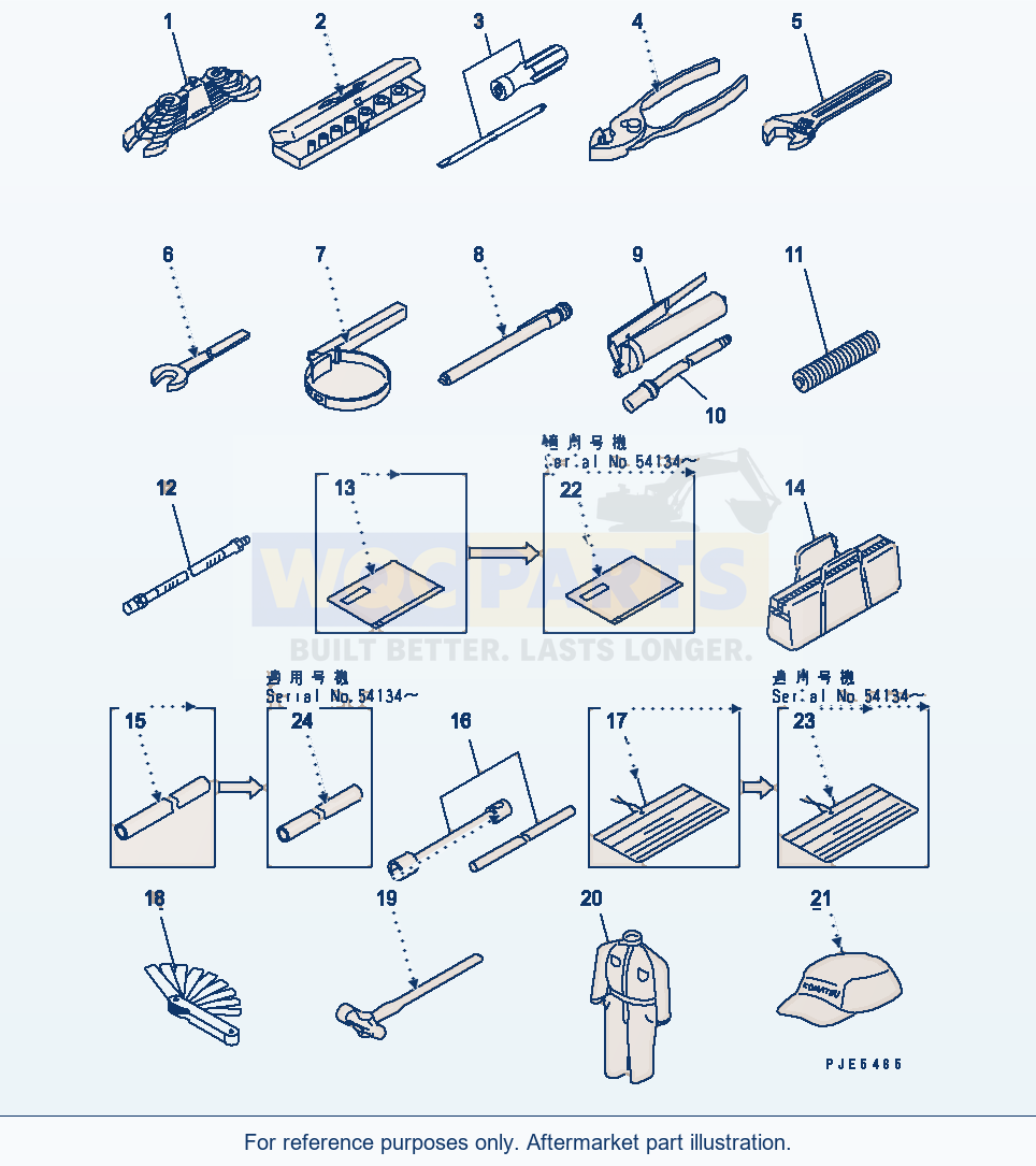 Komatsu WA380-3 Tool parts diagram