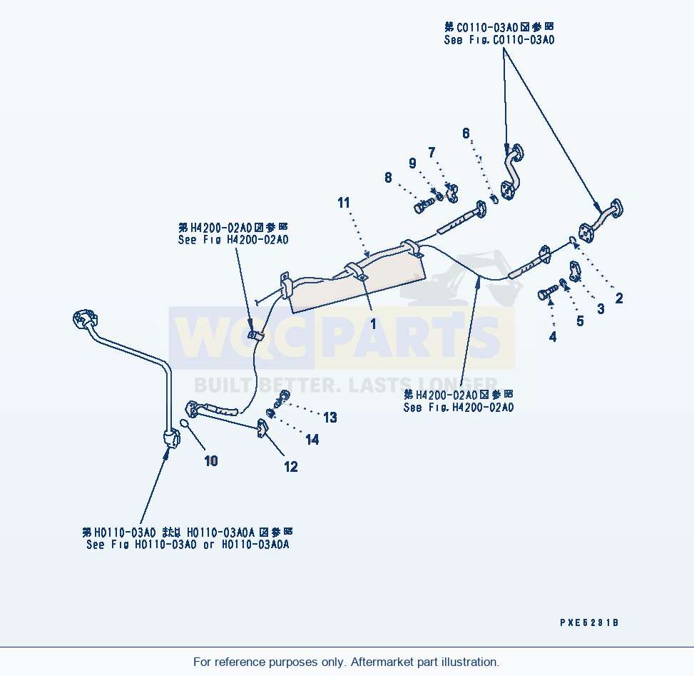 Komatsu WA380-3 Cooling Line (Hydraulic Line Piping) parts diagram