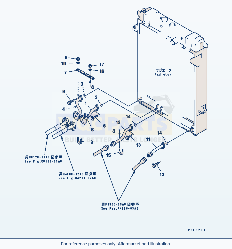 Komatsu WA380-3 Radiator (Cooling Line) parts diagram