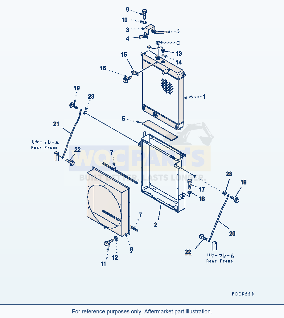 Komatsu WA380-3 Radiator (Radiator Parts And Mounting Parts) parts diagram