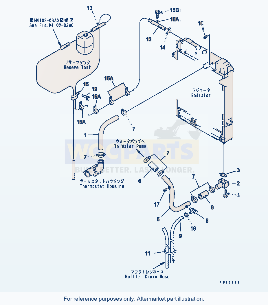 Komatsu WA380-3 Radiator (Radiator Piping) parts diagram