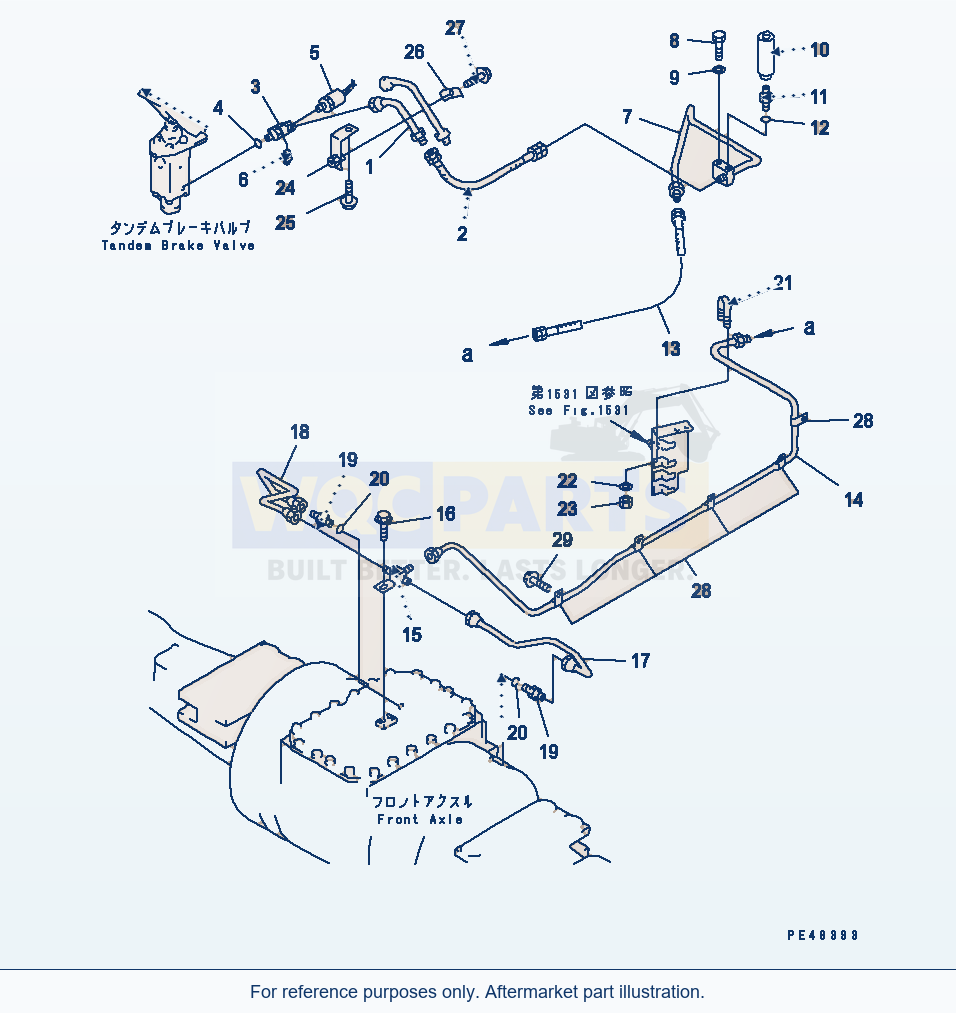 Komatsu WA380-3 Brake Oil Piping (Front Brake Line)(#50001-) parts diagram