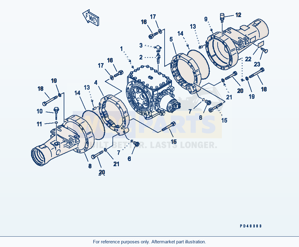 Komatsu WA380-3 Front Axle Housing(#50001-) parts diagram